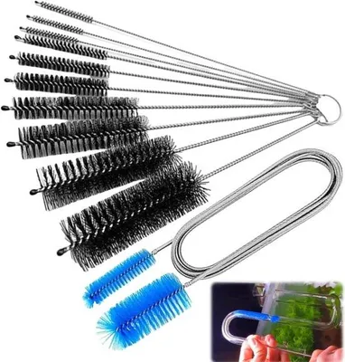 Image de Brosse flexible double face en acier inoxydable pour aquariums et diverses bouteilles