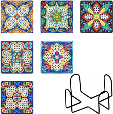 Produktbild von Mandala Diamantstickerei Untersetzer Set (6 Stück)