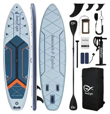 Imagen del producto de Tabla de paddle inflable, superficie antideslizante, ligera y portátil, modelo SUPIE72F, dimensiones 350x89x15