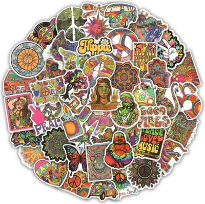 Produktbild von 50 Aufkleber mit psychedelischen Motiven