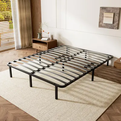 Produktbild von DEWINNER – Bettgestell 160 x 200 cm | Stabil und bequem | 9 Füße im Lieferumfang enthalten | 2 x 14 Pappelholzlatten + Metallrahmen 1,2 mm |