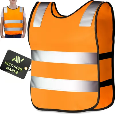 Produktbild von AVANA Kinder Warnweste (3-12 Jahre) reflektierende Sicherheitsweste hohe Sichtbarkeit Weste Reflektorweste - Orange