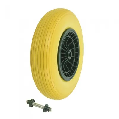 Productafbeelding van Schubkarwielas, 20 mm, PU/kunststof, 16 inch, geel/zwart