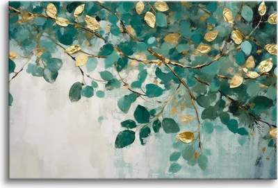 Obrázok produktu pre Plátno na stenu do spálne listy vetvy zlaté 80x120cm
