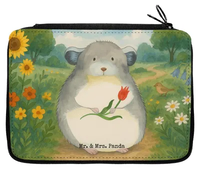 Produktbild von Mr. & Mrs. Panda Bleistiftetui Chinchilla Blume Design - Weiß - Geschenk, Liebeskummer, Etui, Federmappe, Kummer, Chinchillas, Lustige Sprüche, Mäppchen, Chaos, Büro