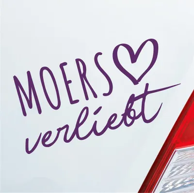 Produktbild von Auto Aufkleber Moers verliebt Herz Stadt Heimat Liebe Car 19x10 cm Lila Sticker Heckscheibenaufkleber