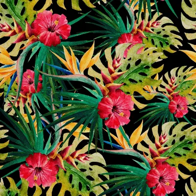 Produktbild von OUTDOOR DEKOSTOFFE OXFORD - Motiv Tropische Blumen und Blätter