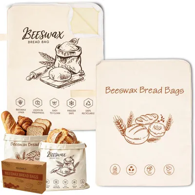 Produktbild von Solidchoice – Set mit 2 wiederverwendbaren Brottüten aus Bienenwachs