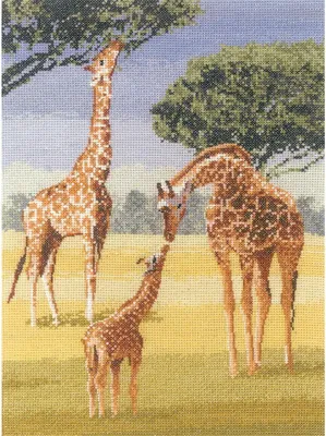 Zdjęcie produktu dla Zestaw do haftu krzyżykowego "Żyrafy (L)", wzór liczony, PGGI1023-E, 22x32cm