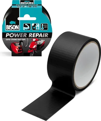 Image de Bison - Power Repair Duct Tape - Super Strong - Matériau renforcé - Noir - 10 mètres - Résistant à la chaleur / pour l'intérieur et l'extérieur