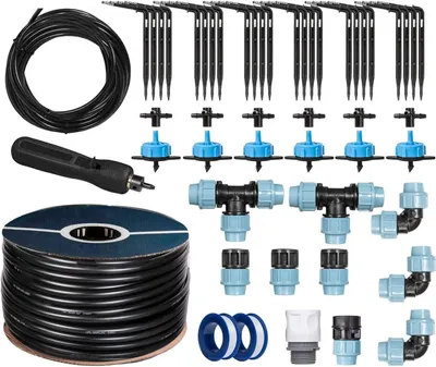 Produktbild von HOLZBRINK Start Set Gewächshaus Bewässerung Bewässerungssystem inkl. 50 m LDPE Verlegerohr 20 mm, 6x Tropfer 8l/h, HTB-09-B-50