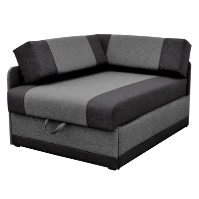 A corner sofa bed with storage.