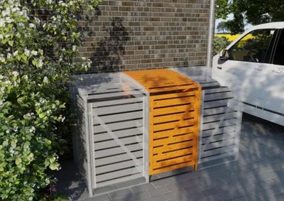Produktbild von Mülltonnenbox Typ 1 - Erweiterung Kiefer honigbraun