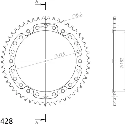 Produktbild von Stealth-Kettenrad Supersprox 428 - 53Z (gold) RST-839:53-GLD|ID 152,0 LK 175,0 6-Loch