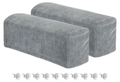 Produktbild von 2 Stück Armlehnenschoner für Sofa, Samtstoff Armlehnenbezug in Grau