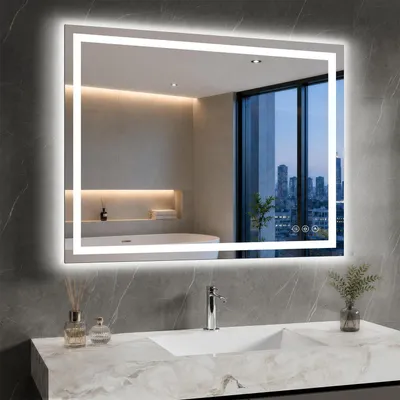 Immagine prodotto di Specchio da bagno illuminato, 76x90 cm, antiappannamento, grado di protezione IP65, dimmerabile, 3 tonalità di luce