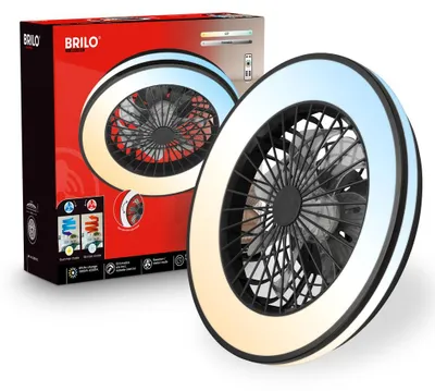 Immagine prodotto di Ventilatore da soffitto con illuminazione, plafoniera LED con ventilatore, telecomando, dimmerabile, silenziosa, lampada da soffitto, 49W, Ø48,5 cm