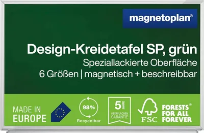 Produktbild von Magnetoplan Design-Kreidetafel SP mit Ablageleiste - magnethaftend - 120x90cm - Grün
