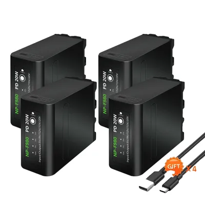 Productafbeelding van NP-F980 batterij, 10800 mAh capaciteit, compatibel met Sony HVR-HD1000, set van 4 stuks