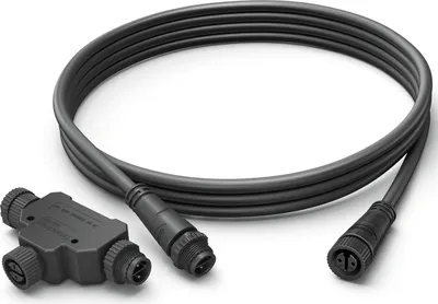 Produktbild von Philips Verlängerungskabel Outdoor 2,5m schwarz + T-Stück, Verlängerungskabel, Schwarz, Kunststoff, Philips, Garten hinter dem Haus, Vorgarten, Garten, Terrasse, IP67