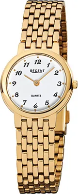 Produktbild von Regent Stahl Damen Uhr F-910 Quarzuhr Armband gold D2URF910