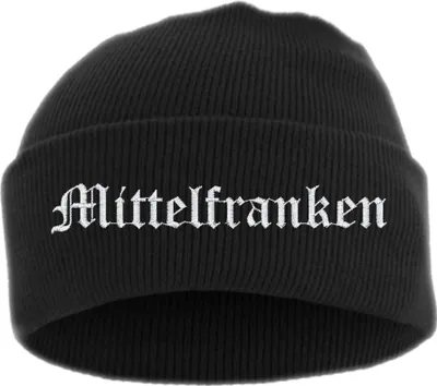 Produktbild von Mittelfranken Umschlagmütze - Altdeutsch - Bestickt - Mütze mit breitem Umschlag Einheitsgröße Schwarz