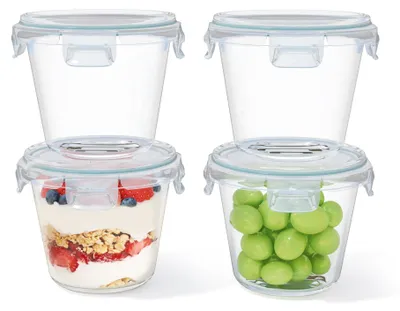 Gläserne Vorratsdosen 650 ml, 4er-Set, Borosilikatglas, auslaufsicher
