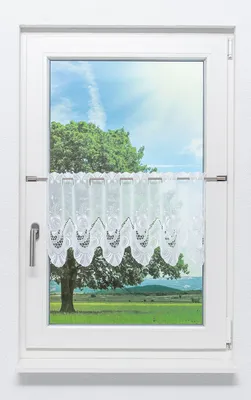 Produktbild von Scheibengardine Plauener Spitze - Röschen  (Bx H) 162cm * 35cm weiß/Weiß