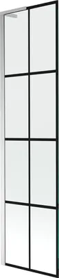 Obrázek produktu pro Mexen Next L vanová zástěna 1-dílná 50 x 150 cm, černá mřížka, chrom - 895-050-000-03-77-01