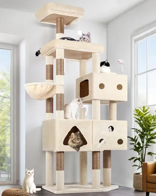 Produktbild von XXL-Katzenbaum mit 3 großen Höhlen und Stabilitätssäulen