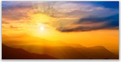 Produktbild von Glasbilder 140x70 Wandbild Druck auf Glas Gebirge Sonne Landschaft