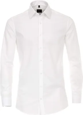 Produktbild von Venti - Body Fit - Herren Hemd unifarben mit extra langem Arm (69 cm) mit Kent-Kragen in verschiedenen Farben (001429), Größe:42, Farbe:Weiß (000)