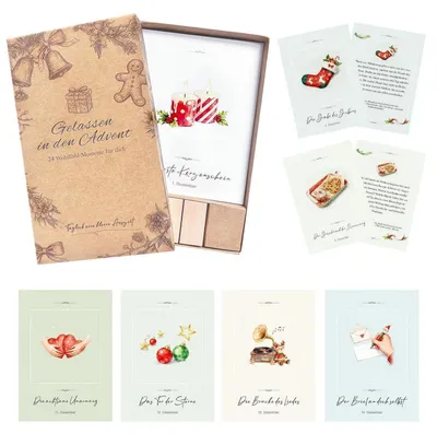 Productafbeelding van Adventkalender voor mindfulness, 2026, voor vrouwen, met 24 bevestigingskaarten, motivatiekaarten voor zelfliefde, cadeau-idee (rood)