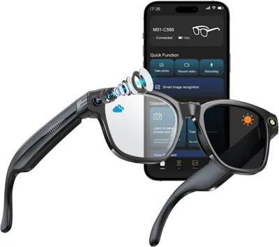 Produktbild von FIRE BULL Bluetooth Smart Sonnenbrille mit 1080P Kamera, photochrome Brille mit UV-Schutz, Bluetooth 5.4 Brille mit Foto-/Video-/Audioaufzeichnung, für Vlogging Radfahren Outdoor