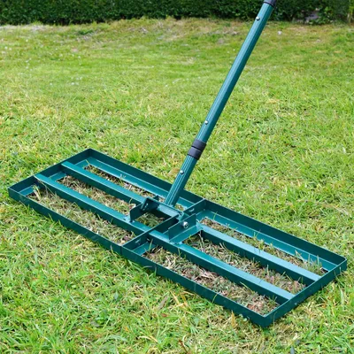 Image de Raclette pour gazon, modèle golf, avec manche en acier inoxydable