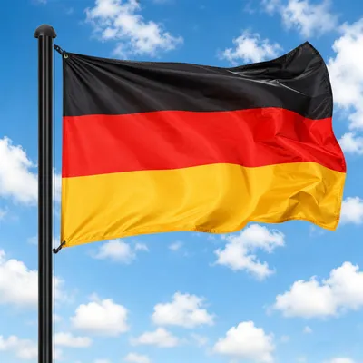 Produktbild von Ikodm Aluminium Fahnenmast Schwarz Ø 50 mm, 6-teilig, mit Deutschlandflagge, Seilzug und Bodenhülse