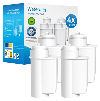 Image de Filtre de remplacement pour eau, compatible avec les machines Siemens® EQ Series, EQ5, EQ6, EQ7, EQ9, EQ500, et Bosch® TCZ7003, TCZ7033, ainsi qu'avec les cartouches Brita® Intenza® 575491. SÜD. Lot de 4