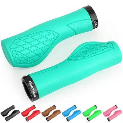 Zdjęcie produktu dla Ergonomiczne chwyty do roweru, pasujące do kierownicy o średnicy 22,2 mm, typ MTB, antypoślizgowe, jasnoszare