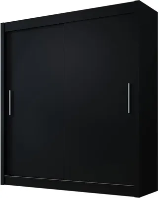 Produktbild von Easy4You D1 150 cm Schwarz Schiebetüren Kleiderschrank 150x200x58 cm Schlafzimmermöbel, Aufbewahrung - Mehrzweckschrank - Farbe: Schwarz