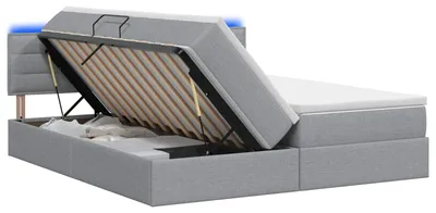 Produktbild von vidaXL LED-Speicherbett mit Matratze Hellgrau 200 x 200 cm Stoff
