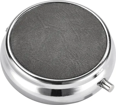 Produktbild von Taschen ASCHENBECHER "Leder" Ø5cm mit Deckel aus Metall rund mini mit Ablagefläche Taschenaschenbecher Reise Outdoor Reiseaschenbecher 72 (Grau)