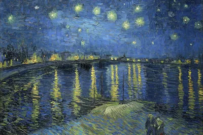 Image de Affiche 30 x 20 cm Nuit étoilée sur le Rhône, Van Gogh Vintage
