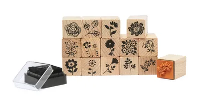Immagine prodotto di Set di tamponi d'inchiostro in legno Rico Design, naturale, da 15 pezzi