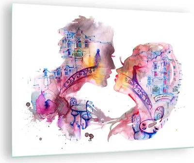 Produktbild von Bilder auf glas - Paar Liebe Frau urban - 70x50cm - Glasbilder - Wandbilder - Kunstdruck - zum Aufhängen bereit - Wanddekoration aus Glas - Glas Bilder - Wandbild auf Glas - Einteilig - GAA70x50-3132