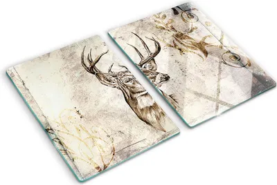 Obrázek produktu pro Kryt varné desky – Kryt na indukční desku – Ochranná skleněná deska – 2x40x52 cm– Skleněné ochranné desky na sporák –Tvrzené sklo –Jelen