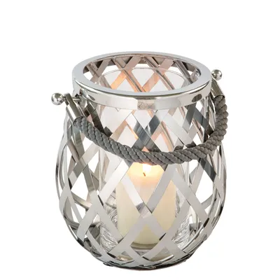 Produktbild von Fink OTIS, Windlicht, Glas, silberfarben, H. 24 cm, D. 22 cm Höhe: 24.00 cm Durchmesser: 22.00 cm 159211