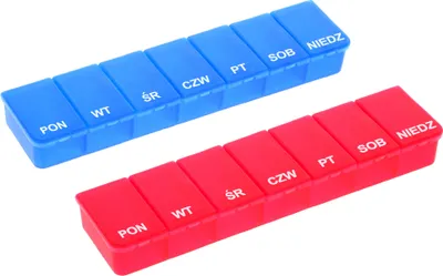 Produktbild von COM-FOUR® 2x Medikamentendosierer - Medikamenten-Box für 7 Tage - Pillendose - Tablettendose - Tablettenbox - Wochendosierer zur Aufbewahrung [POLNISCH]