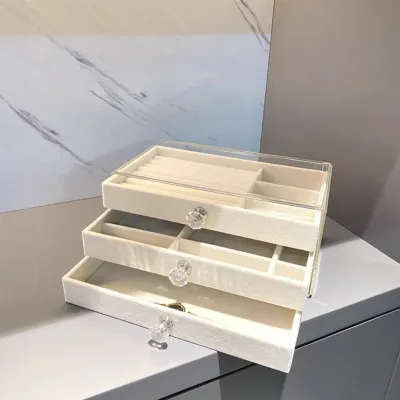 Produktbild von Acryl Schmuck Organizer Schmuckschatulle für Damen Durchsichtige Schmuckaufbewahrung Schmuckkästchen Schmuckbox mit 3 Schubladen für Ohrringe, Ringe, Armbänder