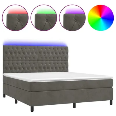 Produktbild von Boxspringbett mit Matratze & LED Dunkelgrau 160x200 cm Samt