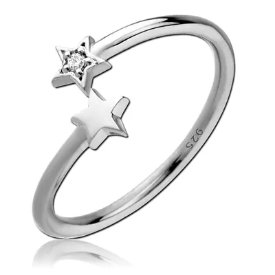 Produktbild von viva-adorno Gr. 52 (16,5 mm Ø) Damen Ring Fingerring Verlobungsring 925 Sterlingsilber offen Sterne Zirkonia SR39,